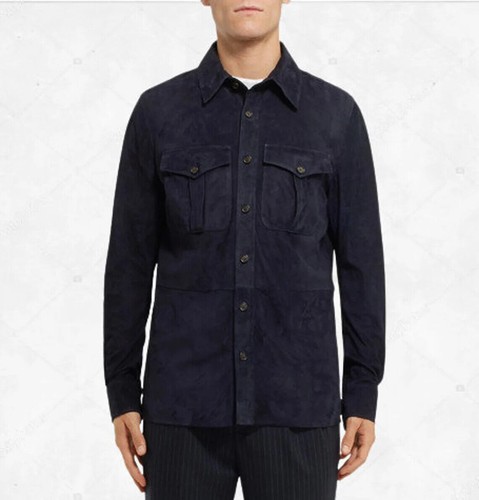 Giacca camicia pelle blu - giacca,