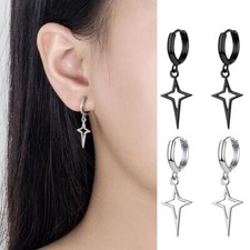 Orecchini cerchio huggie stella croce pendente goccia donna gioielli moda regalo D2P3