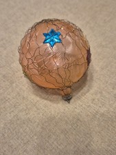 vintage anni 50_60 pallina di natale in vetro rosa con rete metallica cm 8