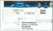 69438 -  BIGLIETTO PARTITA CALCIO 2008:  Real MADRID /  JUVENTUS Campionato UEFA