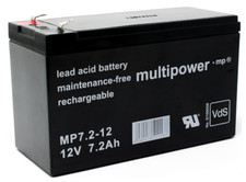 Multipower MP7.2-12 - Batteria gel al piombo da 12 Volt, 7,2 Ah,AGM VDS