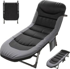 Lettino da campeggio regolabile e pieghevole , colore nero + grigio