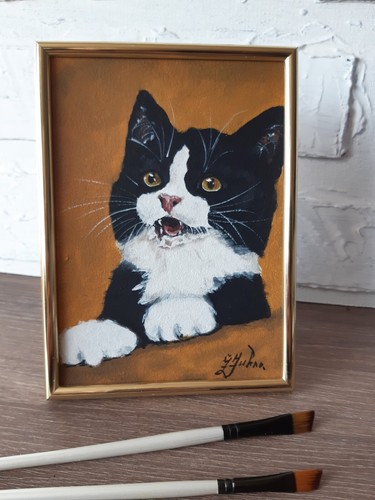 Quadro gatto nero animale