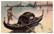 Gondola IN Venice Barca Cartolina Spediti 1922