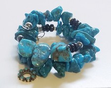 BRACCIALE ARGENTO STERLING TURCHESE SUGILITE FILO AVVOLGENTE ZUNI CHARM GRANDI PEPITE