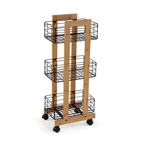 Carrello legno con cestini - carrello,