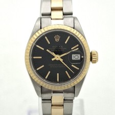 Rolex Lady-Datejust Steel and Gold 26mm Black Tapestry Dial