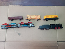 LOCOMOTIVA A VAPORE TENDER CARRI MERCI BISARCA CON AUTO  LIMA H0