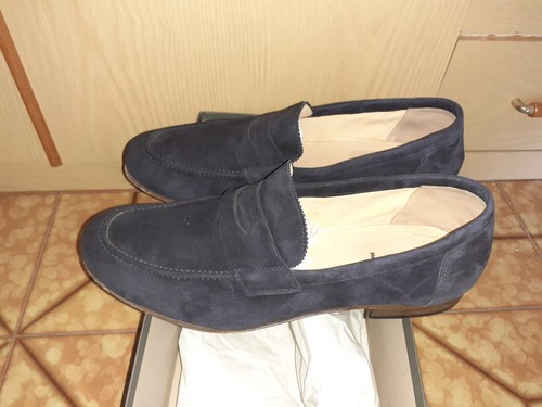 Mocassini uomo camoscio blu - camoscio,