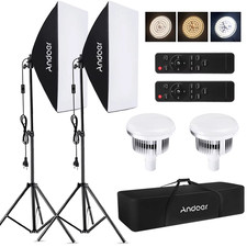FULL Kit Luci per Fotografia Da Studio Set Di Illuminazione Softbox LED Bicolore
