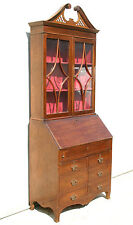LIBRERIA CHIPPENDALE CON VETRINA E CASSETTI + ANTA RIBALTA AD USO SCRIVANIA