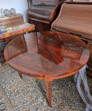 TAVOLO ROTONDO PIUMA DI MOGANO ALLUNGABILE EPOCA VITTORIANA FINE 800 RESTAURATO