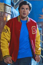 Giacca Clark Kent Letterman in pelle manica Tom Welling Smallville Crows Varsity