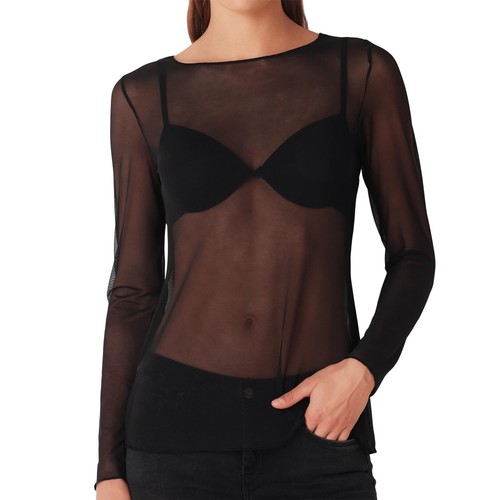 Maglia girocollo tulle - maglia,