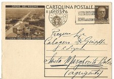 1933 CARTOLINA POSTALE RISPOSTA C89 OPERE REGIME LITTORIO VEDUTA CASE COLONICHE