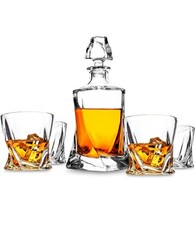 Lanfula 4 Bicchieri 300ml e Bottiglia Whisky Cristallo, 800ml Decanter 