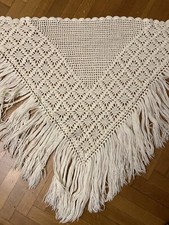 Scialle Lana Bianca, Vintage, Scialle Della Nonna Fatto A Mano, Lana Bianca