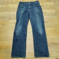 Jeans Armani Indigo uomo W34 L33 blu vestibilità comoda gamba larga denim zip