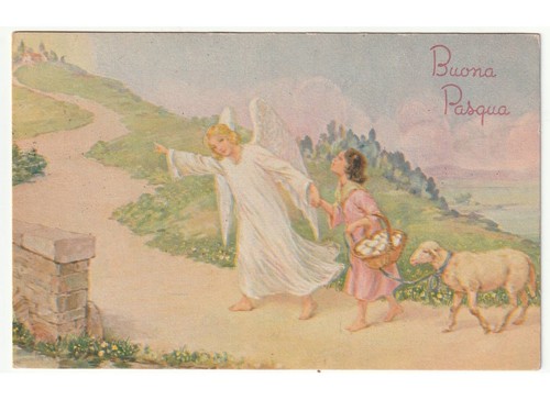 1955 cartolina buona pasqua - buona,