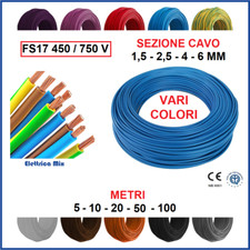 cavo unipolare 1.5 2.5 4 6 mm mmq matassa cordina filo elettrico fs17 cpr 100m