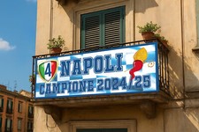 Striscione Napoli Campione d’Italia 2024/25 135x50 cm - Banner Festa Scudetto