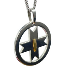 Collana Uomo Donna medaglietta Croce di Malta colore argento oro firmata acciaio