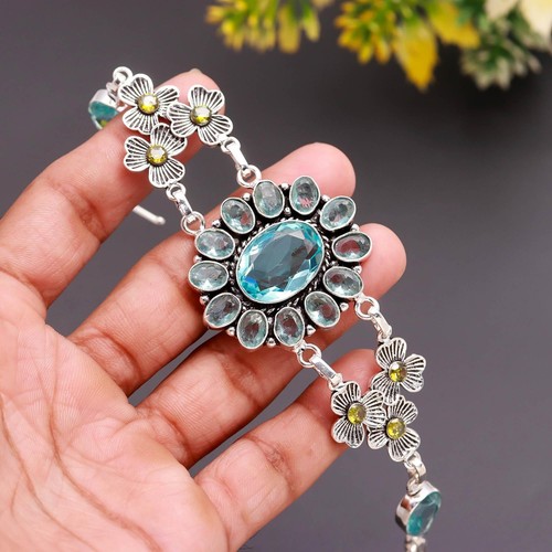 Bracciale topazio blu - blu, gemma