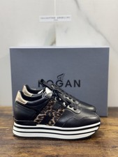 Hogan MIDI Platform Sneaker Pelle Nera Leopard Casual Hogan Donna 36