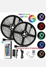 STRISCIA A LED SMD 5050 RGB10 METRI BOBINA CON ALIMENTATORE TELECOMANDO 300 LED