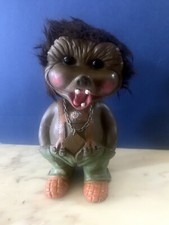 FIGURINA VINTAGE TESTA DI BOBBLE TROLL LUPO HEICO 9" MADE IN GERMANY anni 60