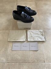 Mocassini Santoni in pelle con frange e nappa blu navy Goodyear 7 (8 US) lusso 790 €