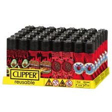 48 Accendini CLIPPER LARGE DIABOLIC FRUITS NUOVA COLLEZIONE Con Espositore