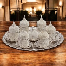 Swarovski Set Servizio da Caffè Espresso Rivestito in Cristallo, Set da Caffè Greco Turco per Sei