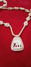 COLLANA CON ELEFANTI In Osso PORTA FORTUNA EPOCA Anni 60 Vintage
