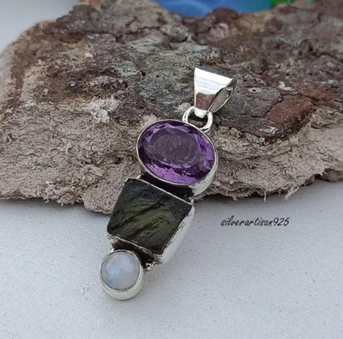 Ciondolo ametista moldavite - ametista,