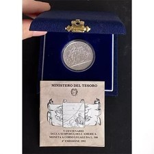 4° EMISSIONE 500 LIRE 1992 SCOPERTA AMERICA ARGENTO SILVER PROOF UNC