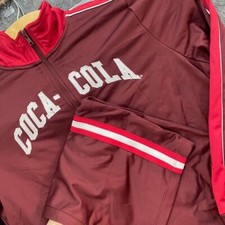 Tuta Coca-Cola M Borgogna Crop Track Retro Abbigliamento Sportivo Righe Stile Vintage