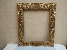 ANTICA GRANDE CORNICE LEGNO SCOLPITO TRAFORATO DORATO FOGLIA ORO STILE BAROCCO