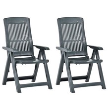 Progarden Tampa  Sedie Reclinabili da Giardino 2 Pezzi in Plastica Verde Scuro