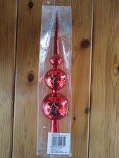 Puntale Albero Natale Rosso Glitterato 25 Cm Vintage