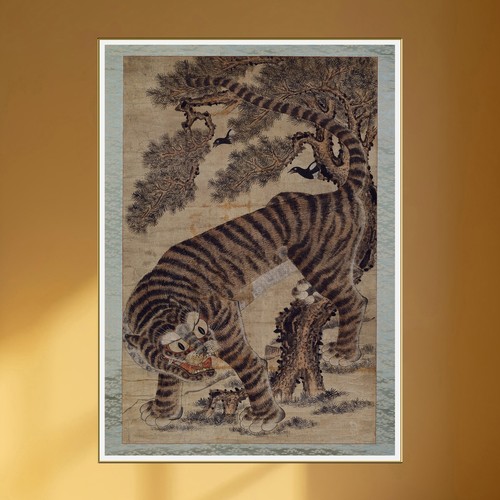 Quadro antico coreano - tigre, e