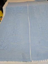 Tende Fatte All'uncinetto Due Pezzi Per Una Finestra Alta Celeste Cotone Crochet