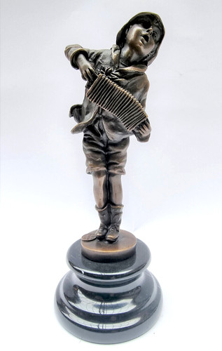 Statua bronzo bambino con - statua, in