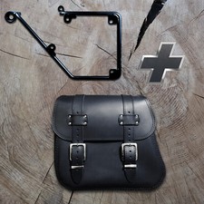 Borsa da Sella Zeus Black+Supporto Adatto A per Dyna Streetbob Harley Davidson