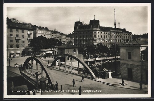 Cartolina fiume ponte - fiume,, sull'
