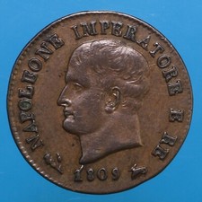NAPOLEONE RE D' ITALIA CENTESIMO 1809 BOLOGNA RAME COIN SPL