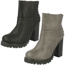 Donna Spot On Sintetico Plateau Stivali Caviglia F50377