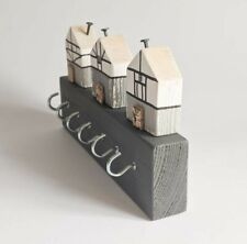 Portachiavi da parete con casette in legno e 6 ganci