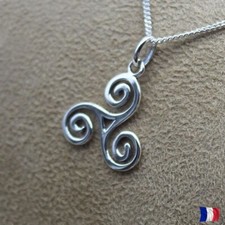 Pendentif Argent 925 Triskel - Bijou Symbole Celtique et Breton - option chaîne.