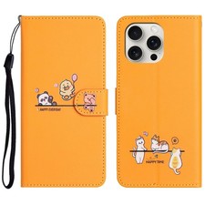 Cover Custodia iPhone 11 3D Animali Giallo Pelle – Portafoglio Elegante Donne